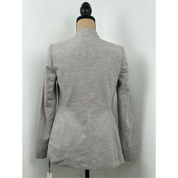Calvin Klein Women’s Petite Linen Blend-Blazer Otter/White Size 2P - Picture 3 of 14